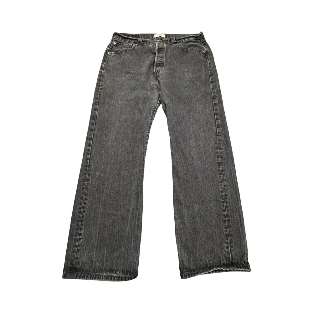 Levi's Jeans Mens 36x29 Black 501 Original Straight Leg Button Fly Denim Pants